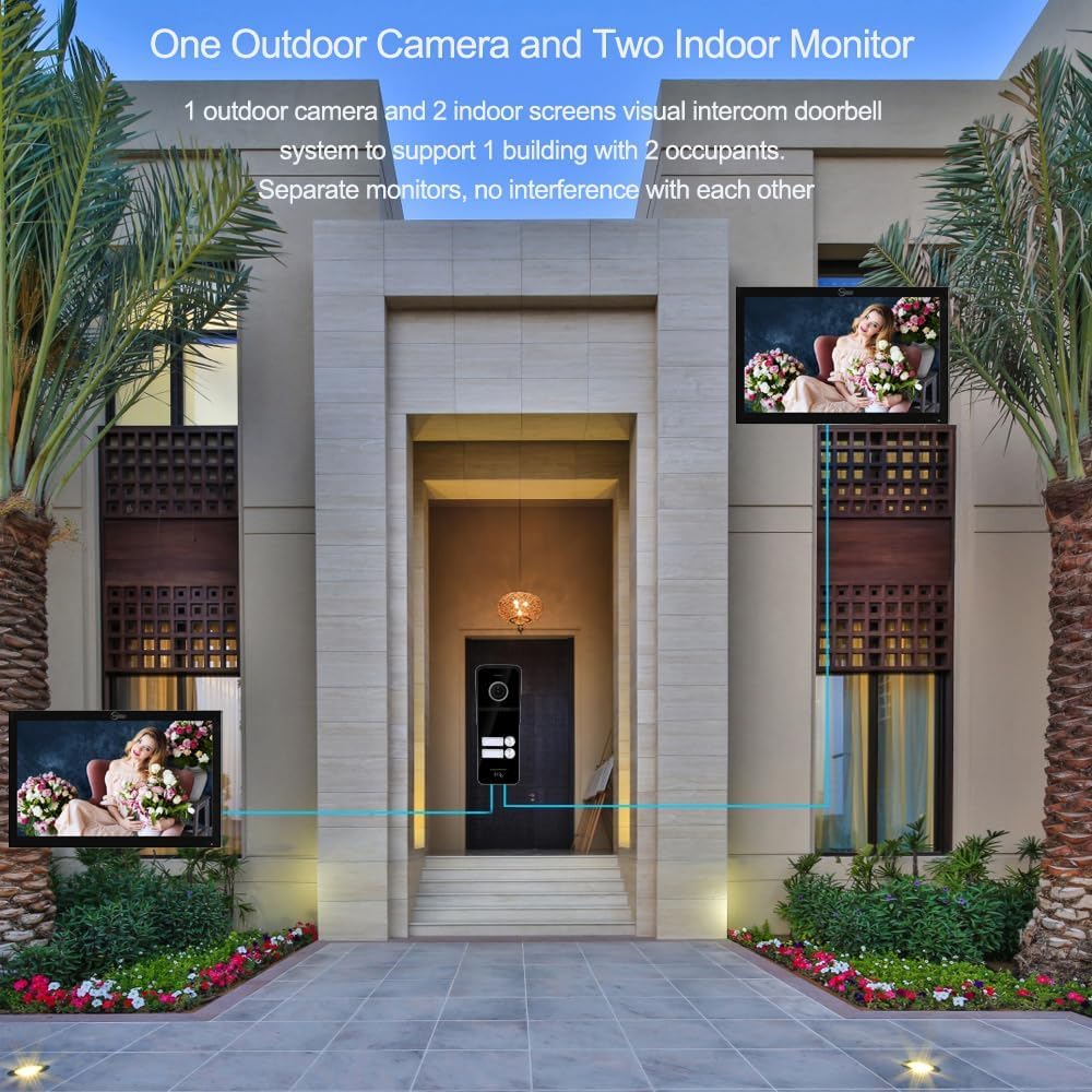 Sistema de intercomunicación de video inalámbrico y con cable, 2 unidades de monitor táctil de 10 pulgadas, timbre de video WiFi, desbloqueo 3 en 1, audio de doble vía