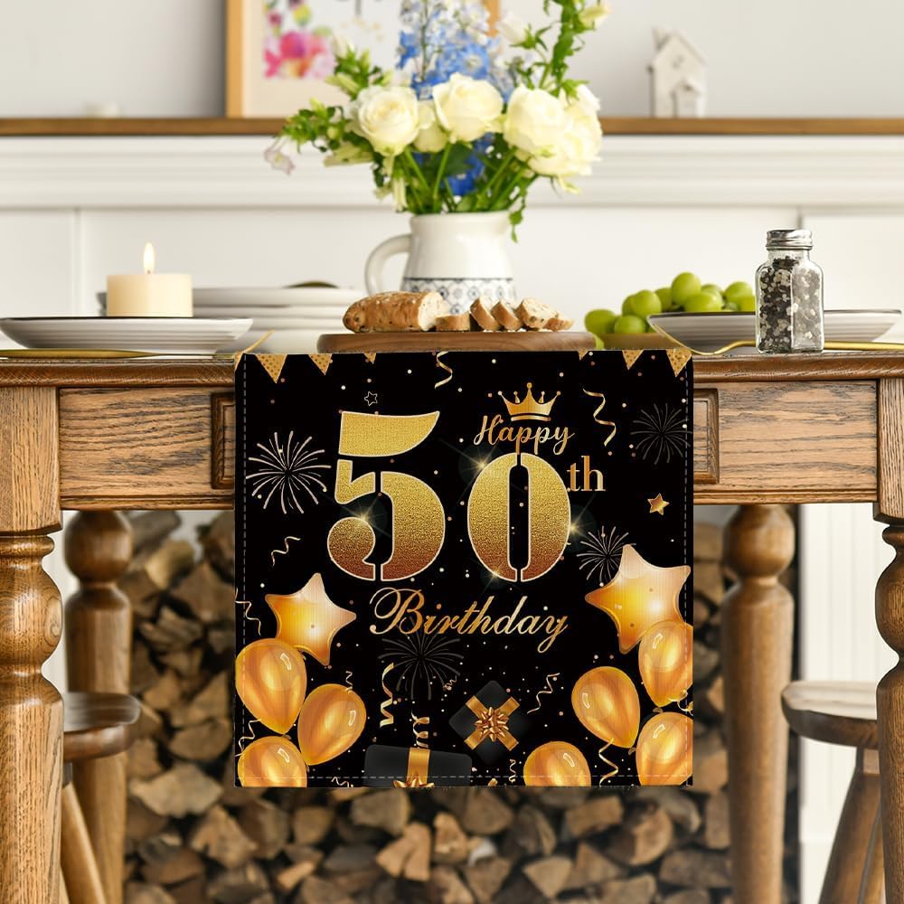 Runner Tavolo Happy Birthday - Decorazione Feste, 40x140cm, Poliestere - Foto 6