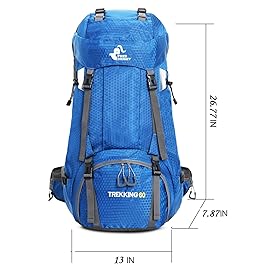 Bseash 60L Waterproof Hiking Camping Backpack with Rain Cover, Large Outdoor Sport Travel Daypack Rucksack for Climbing