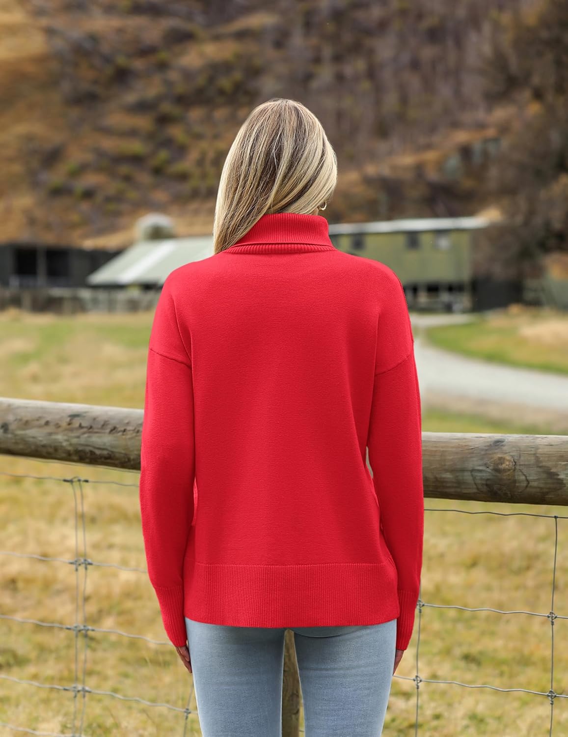 Zeagoo Women's Turtleneck Sweater 2026 Fall Winter Chunky Knitted Pullover High Low Hem Trendy Basic Jumper Top - Image 4