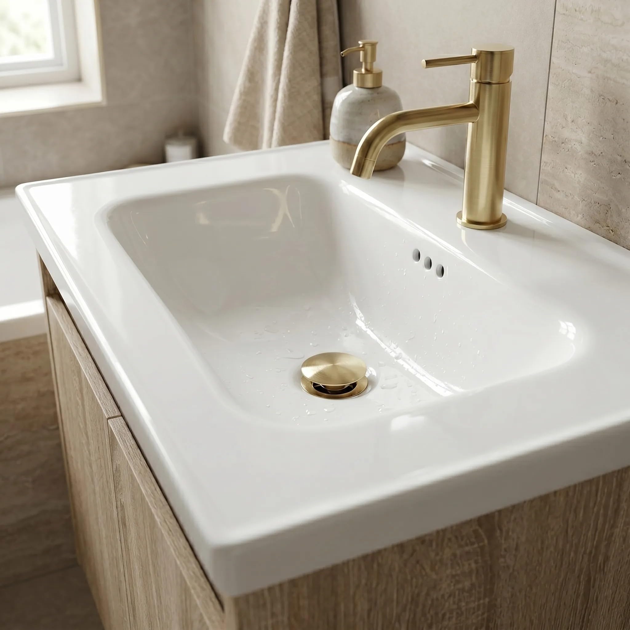 Rea - Zestaw Mebli Łazienkowych Z Umywalką Db68-60 60cm Beżowy, Brązowy - 47,5x60,5x46 cm