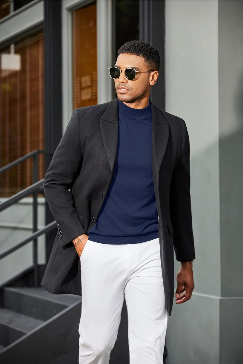 COOFANDY Men's Short Sleeve Mock Turtleneck Sweater - Image 4