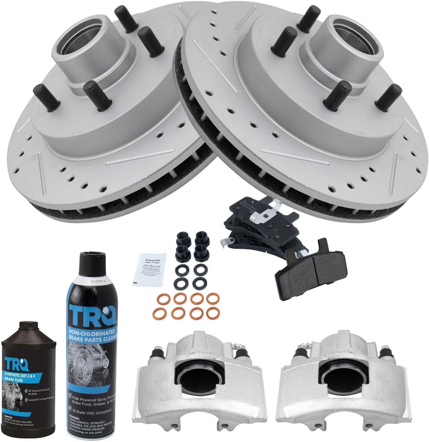 TRQ Front Brake Pad & Rotor Kit Compatible with 92-02 Chevrolet GMC