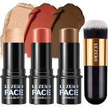 3Pcs Contour Stick Makeup Kit,Shades with Highlighter Blush Bronzer, MEDIUM