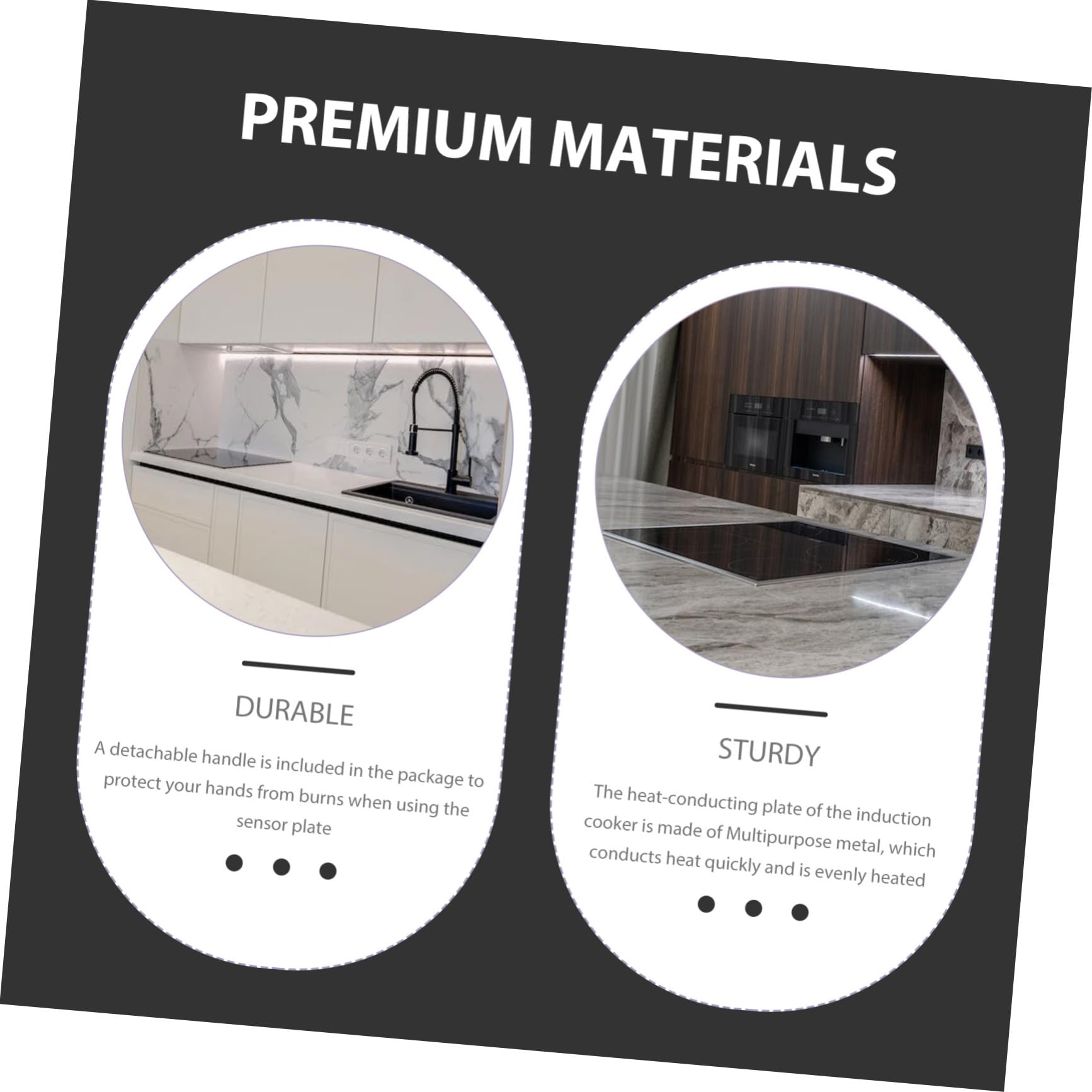 Housoutil Difusor de Calor para Placa de Inducción de Cocina, Adaptador Multifuncional de Acero Inoxidable de 18 CM Mango Extraíble, Adecuado para Sartenes y Cafeteras en Cocinas Eléctricas