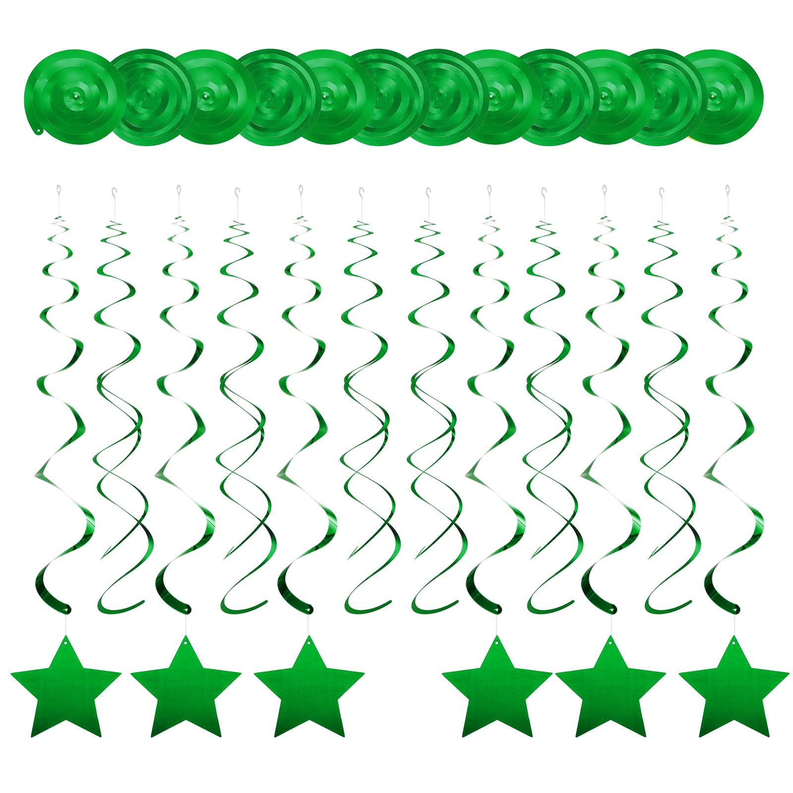 Muiltvoe 12pcs Pink Stars Hanging Swirls Decorations, 28" Plastic Spiral Party Streamers Ceiling Decoration for Birthday Anniversary Celebration Christmas