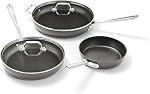 All-Clad HA1 Ensemble de poêles à frire anodisé dur non stick 3 Pièce, 8, 10, 12 Poêles à frire de pouce, induction, poêle à four sans danger 500F, Couvercle en sécurité 350F, Poêles, pots et casseroles ensemble non bâton, articles de cuisine, noir