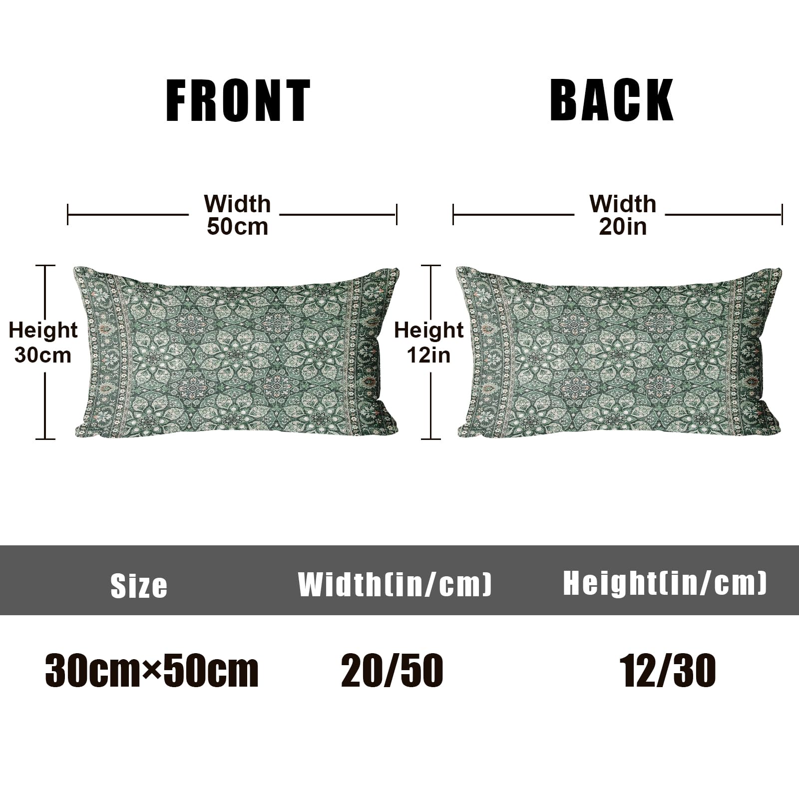 XPHZZL Pack of 2 Soft Decorative Cushion Covers 30cm x 50cm Square Throw Pillow Case Boho Style Pillowcases for Sofa Bedroom Outdoor Patio Garden with Invisible Zipper 12 x 20 Inch-Cyan Flower - Image 2