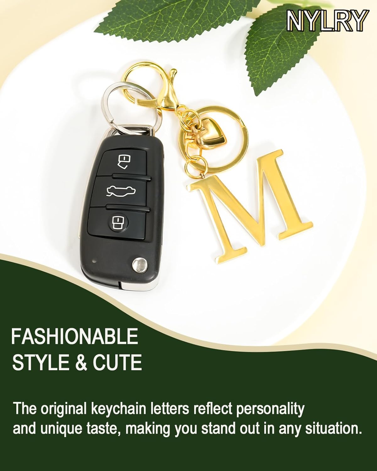 Black Heart Initial Letter Keychain Gift for Women Bag Charm Purse Charms for Handbags Initial Keychains - Image 5