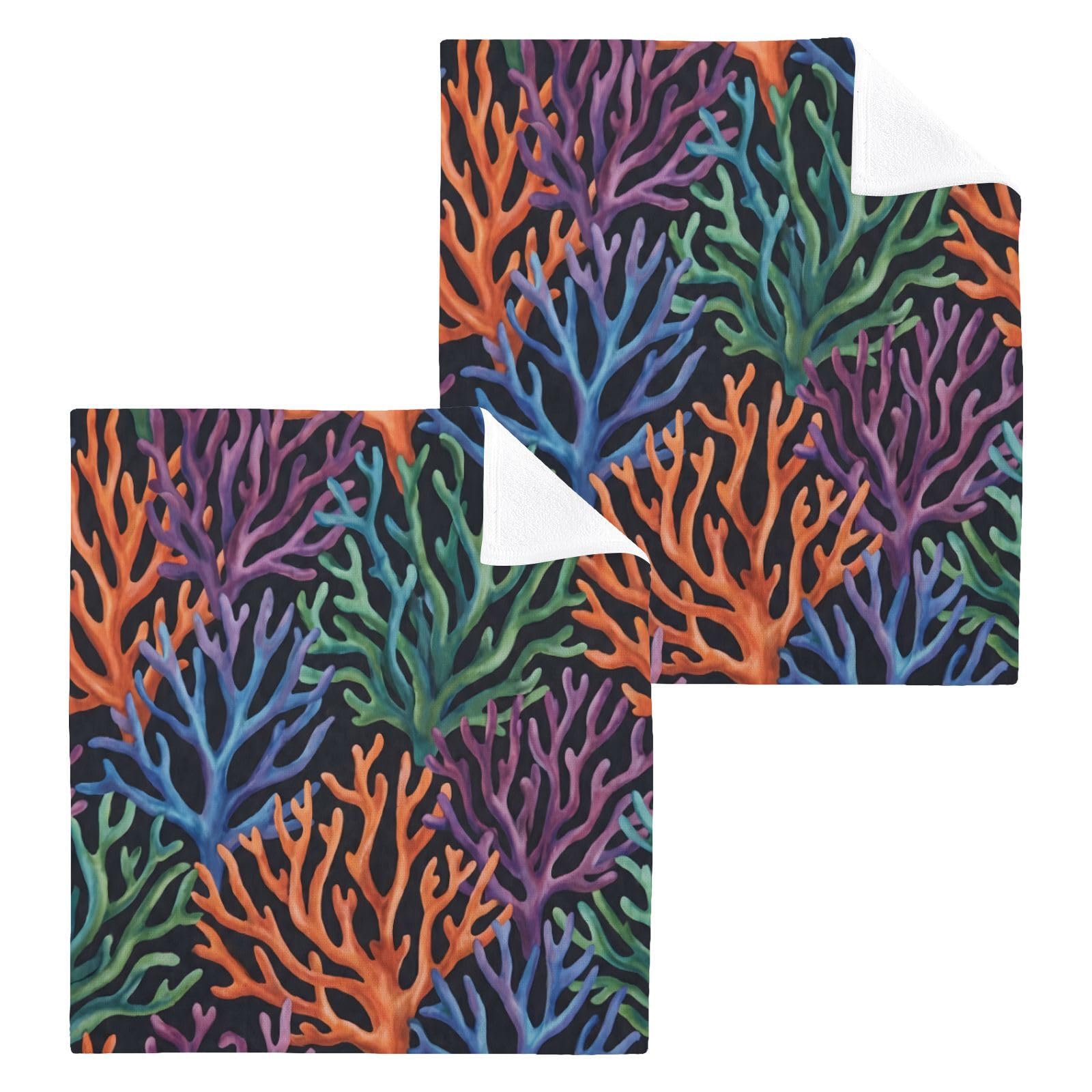 BOESI Vibrant Dark Coral 12x12in Cotton Washcloth,Face Towel