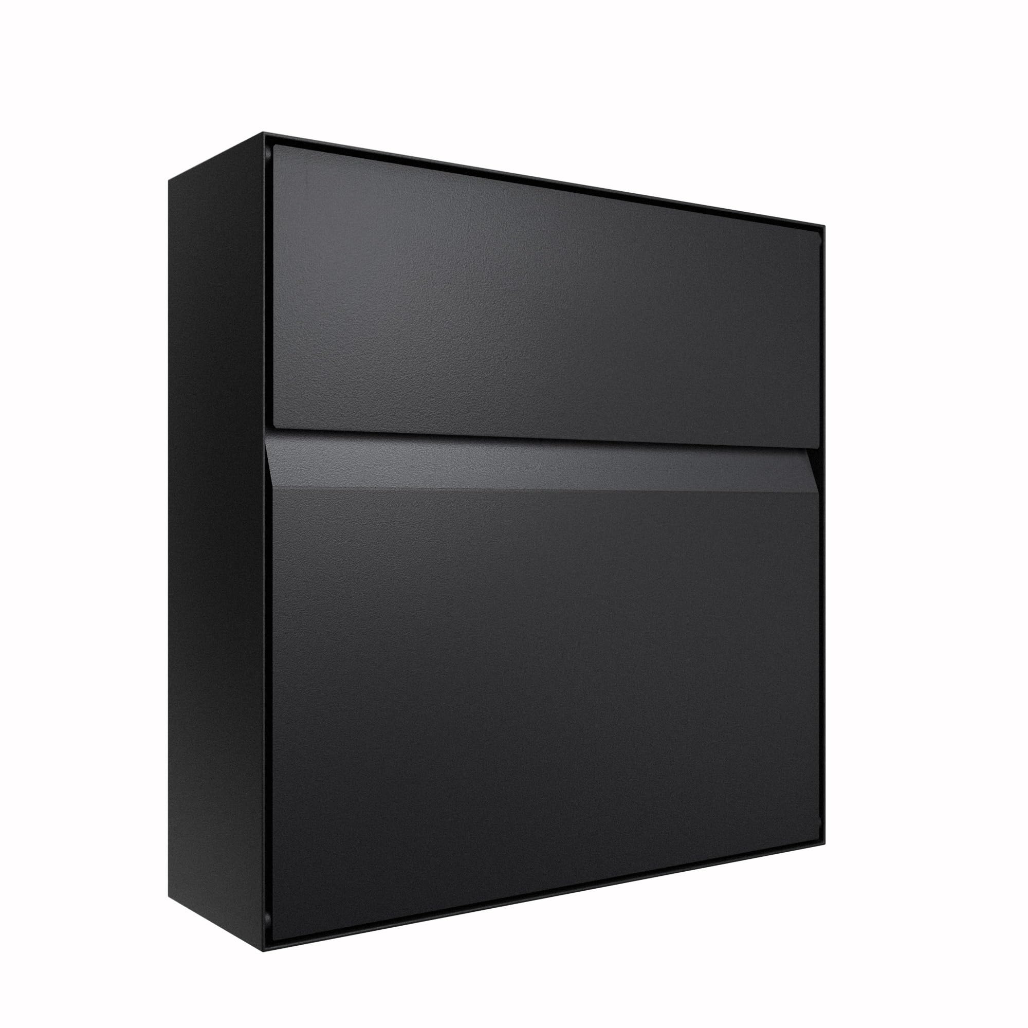 Iloveparcels Black Manilla Wall Mounted Outdoor Letterbox, Secure Anti Theft Lockable Galvanised Steel Post Box, A4 Mail Slot, Weatherproof Outdoor Letter Box For Home, Flats & Hmos – Ral 9005