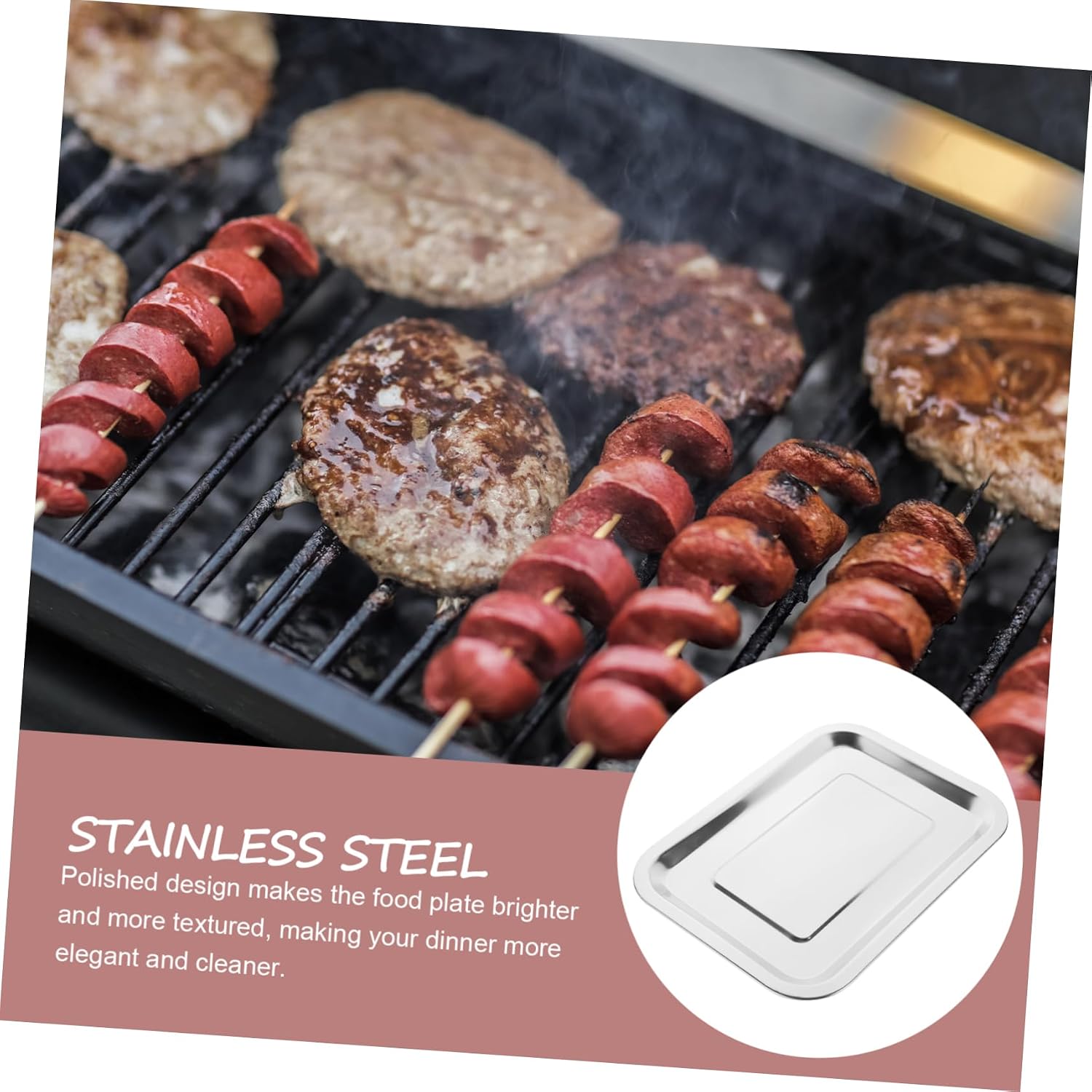 SOLUSTRE Stainless Steel Bbq Plate Deep Edged Toaster Oven Tray for Multi Use for Grilling Baking Serving Snacks Desserts Material