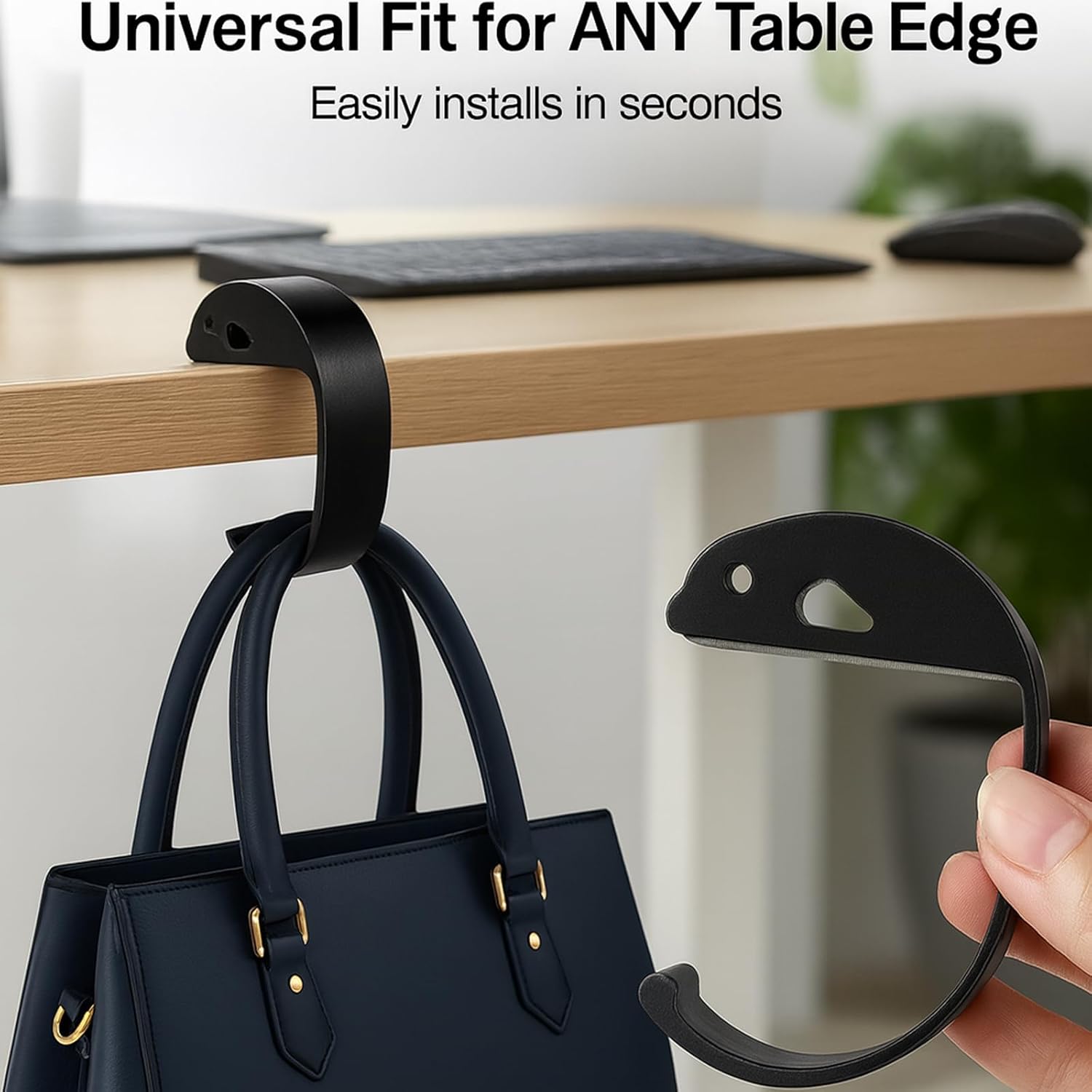 2 PCS Purse Hook for Table Heavy Duty, Bag Hanger for Table, Classroom, Office, Travel, Multi-Use Portable Bag Hook for Desk, Headphone, Key, Backpack, Office Table Accessories - Image 3