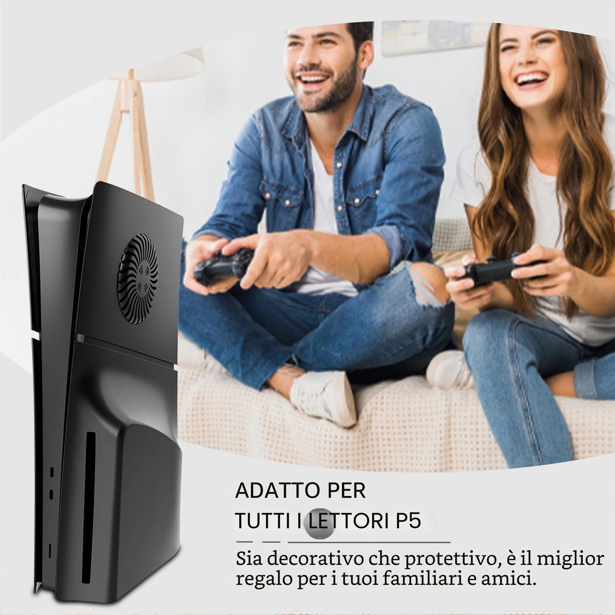 DOBEWINGDELOU Faceplate per PS5 Slim Disc Edition con prese d'aria e filtro antipolvere, pannelli laterali ABS antipolvere di ricambio