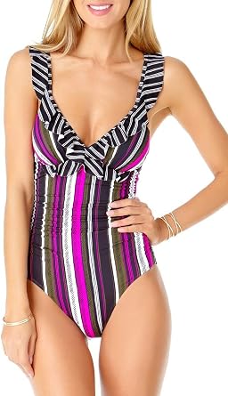Anne Cole Shoulder Flounce One Piece