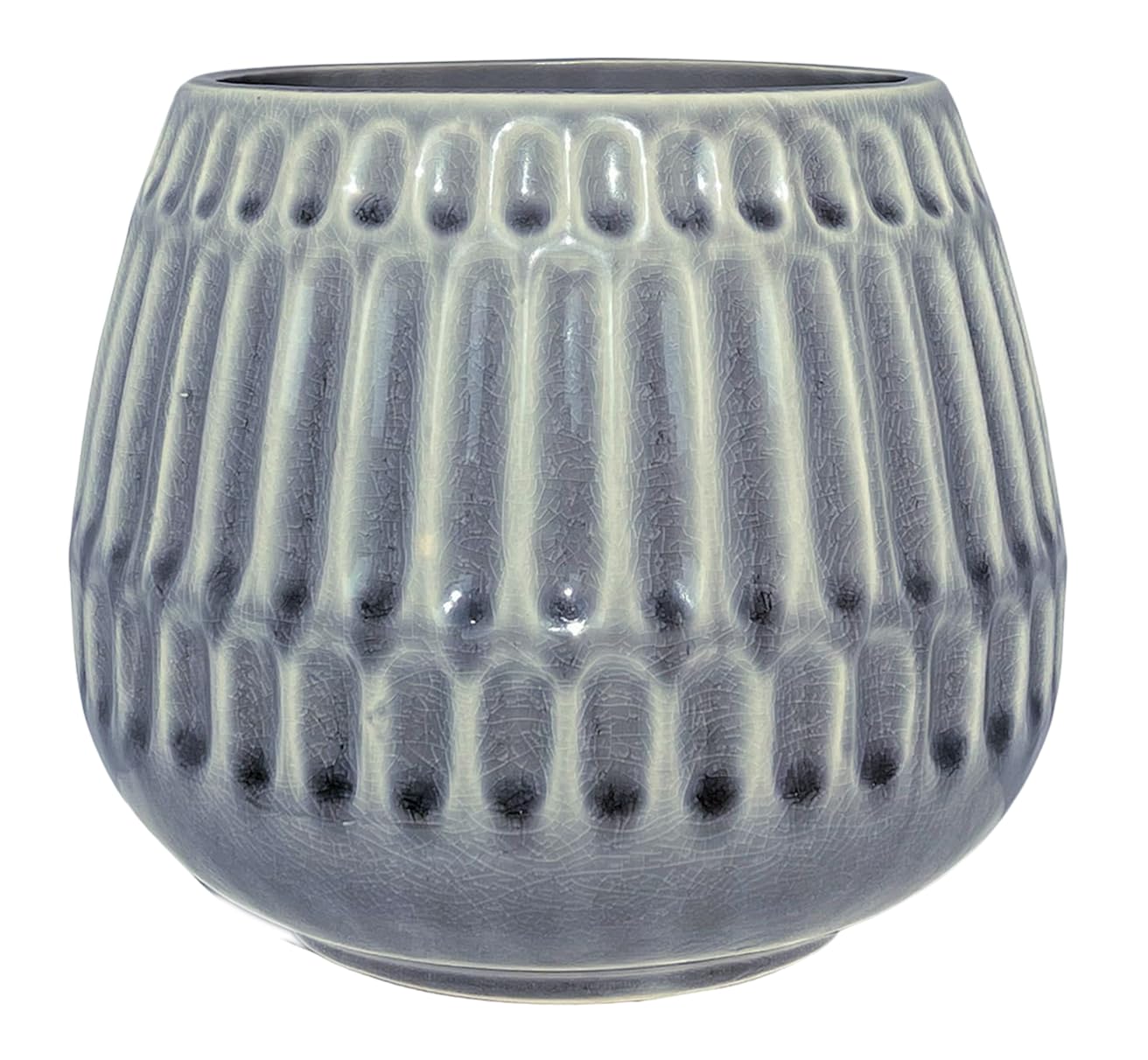 Nordring Ceramic Flower Pot Riff - colorful Planter, Pot for plants, sukkulents Size L (16,5 cm ø) Dia 6,5'', Stoneware, grey — image 1