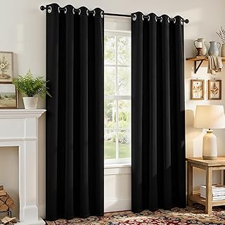 CUCRAF Black Blackout Curtains 84 inch Length 2 Panels Set, Room Darkeni...