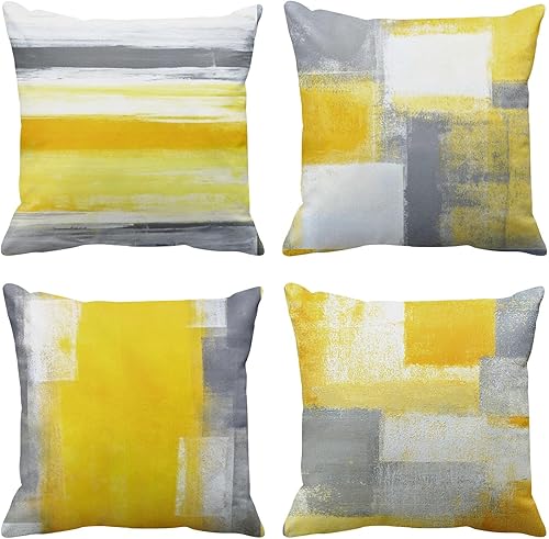 Britimes - Juego de 4 fundas de almohada decorativas para cama, sofá, sofá, fundas de almohada, 18 x 18 in, 4 unidades