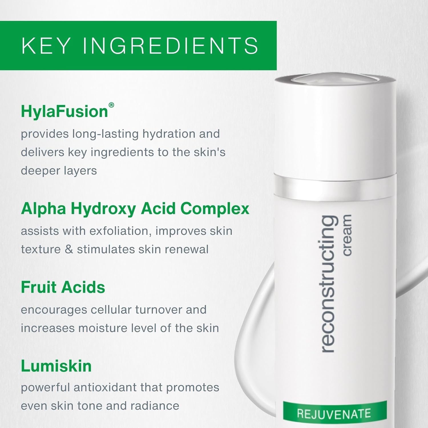 eraclea Reconstructing Cream, Anti-Aging Face Serum with Hyaluronic Acid, Alpha Hydroxy, and Lumiskin, Evens Skin Tone & Reduces Appearance of Sun Damage for All Skin Types (1 fl oz) - Image 2