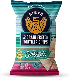 Siete Grain Free Tortilla Chips | Gluten Free Chips | Paleo & Vegan Snacks | Non GMO | Sea Salt, 5 Ounce (Pack of 12)
