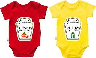 い ロンパース 男の子ベビー服 ケチャップ マスタード 可愛い 双…