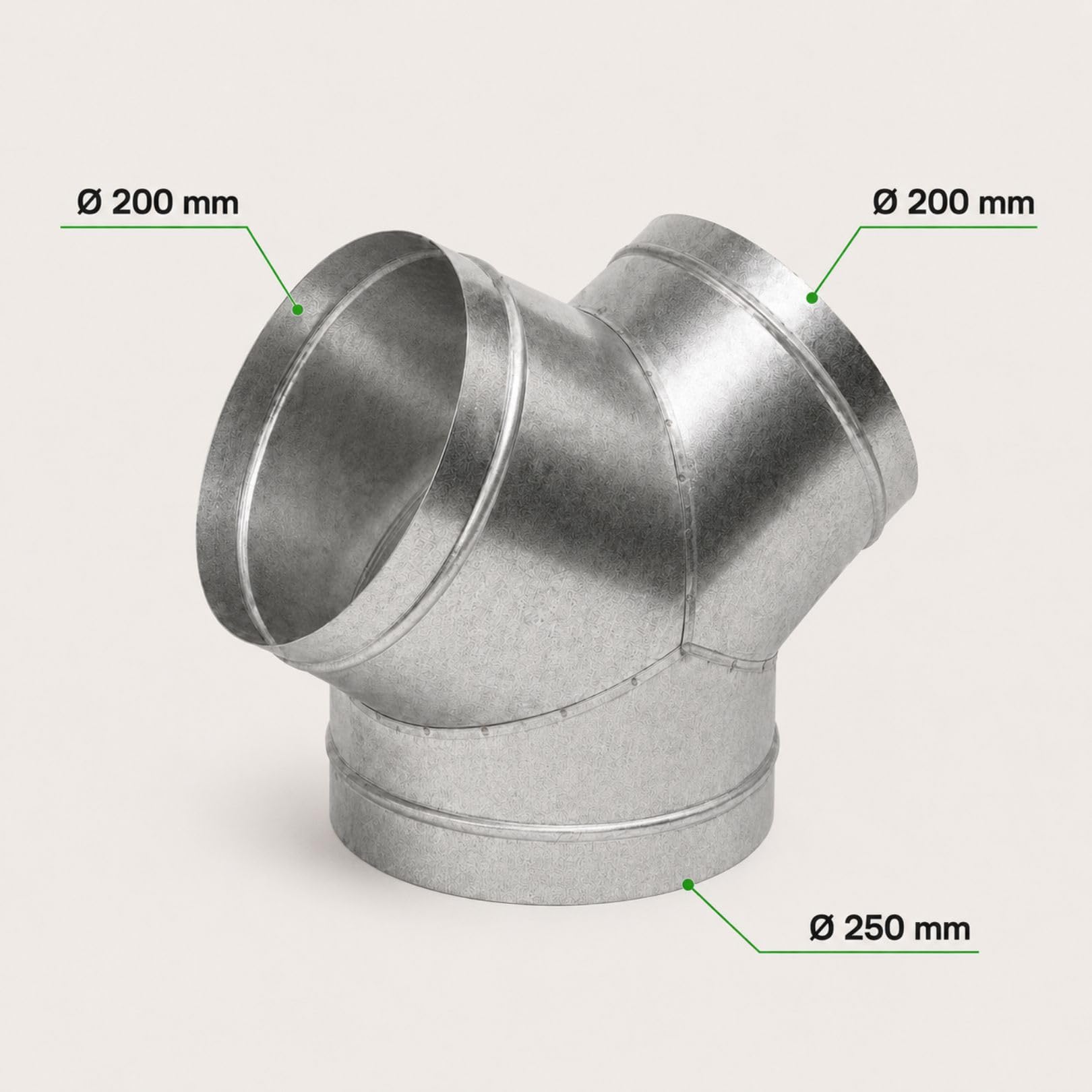 Weedness Tubo de metal en Y de 250/200/200 mm para salida de aire de crecimiento, ventilador, filtro de carbón activo, manguera de desagüe, adaptador de aire acondicionado