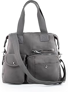 Borsa da donna Borsa a tracolla da ragazza in nylon Borse a tracolla da viaggio Borsa da mamma di grande capacità Borsa casual Borsa a tracolla,Grigio