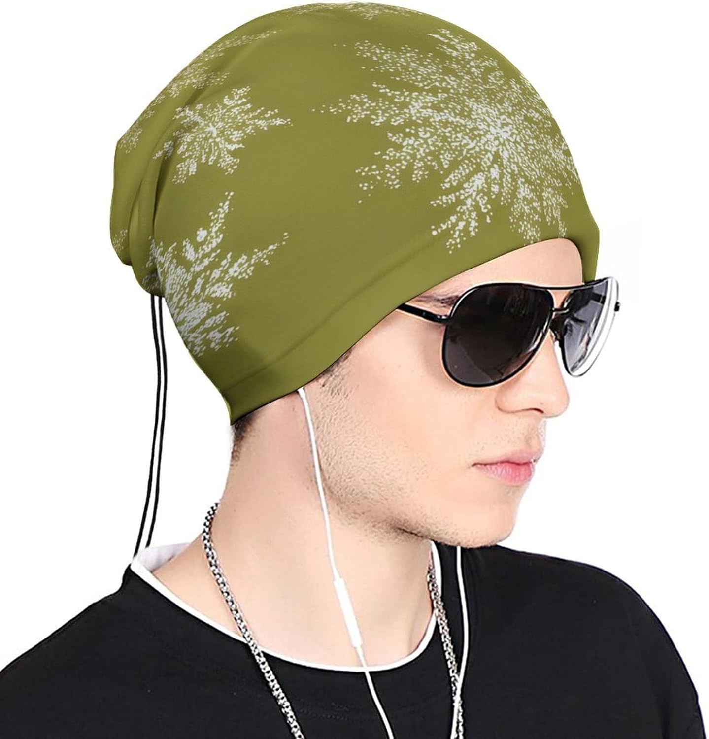 Olive Green Snowflakes Unisex Neck Gaiter Face Scarf Cover Sun Hoods for Outdoor Hiking Skiing