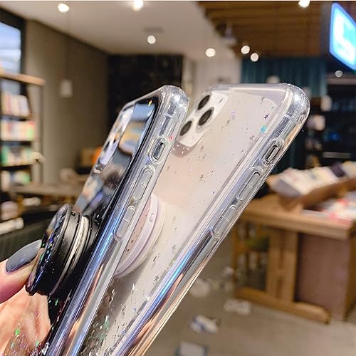 Miniatura 5 de Funda para iPhone 12 y iPhone 12 Pro con purpurina para mujeres y niñas con anillo con soporte de soporte, linda funda protectora delgada y suave