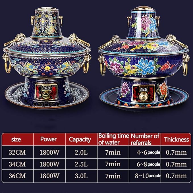 Olla Eléctrica y a Carbón Estilo Chino Cobre, Control Temperatura miniatura 7