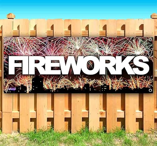 Cartel de fuegos artificiales de 13 onzas sin tela vinilo resistente de una sola cara con ojales de metal