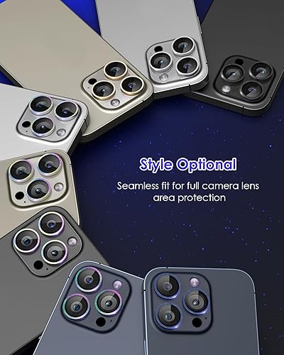 Miniatura 7 de Kanosan Protector de lente de cámara para iPhone 15 ProiPhone 15 Pro Max, protector de lente de cámara con purpurina Plus 9H de vidrio templado,