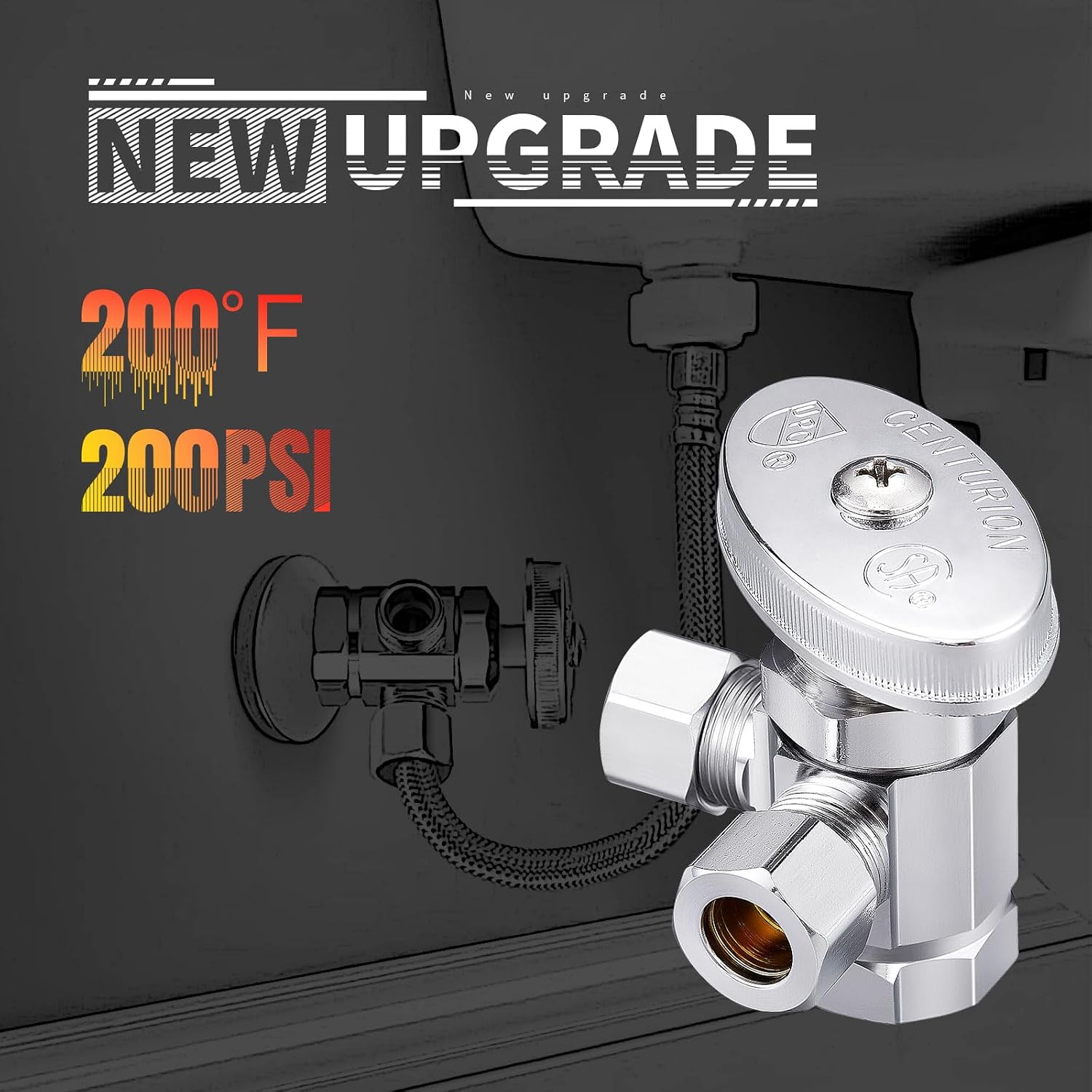 Chrome Plated Heavy Duty Brass 3-way 360 Angle Stop Valve, 1/2"FIP Inlet x 3/8"OD Compression x 3/8"OD Compression Dual Outlet Valve