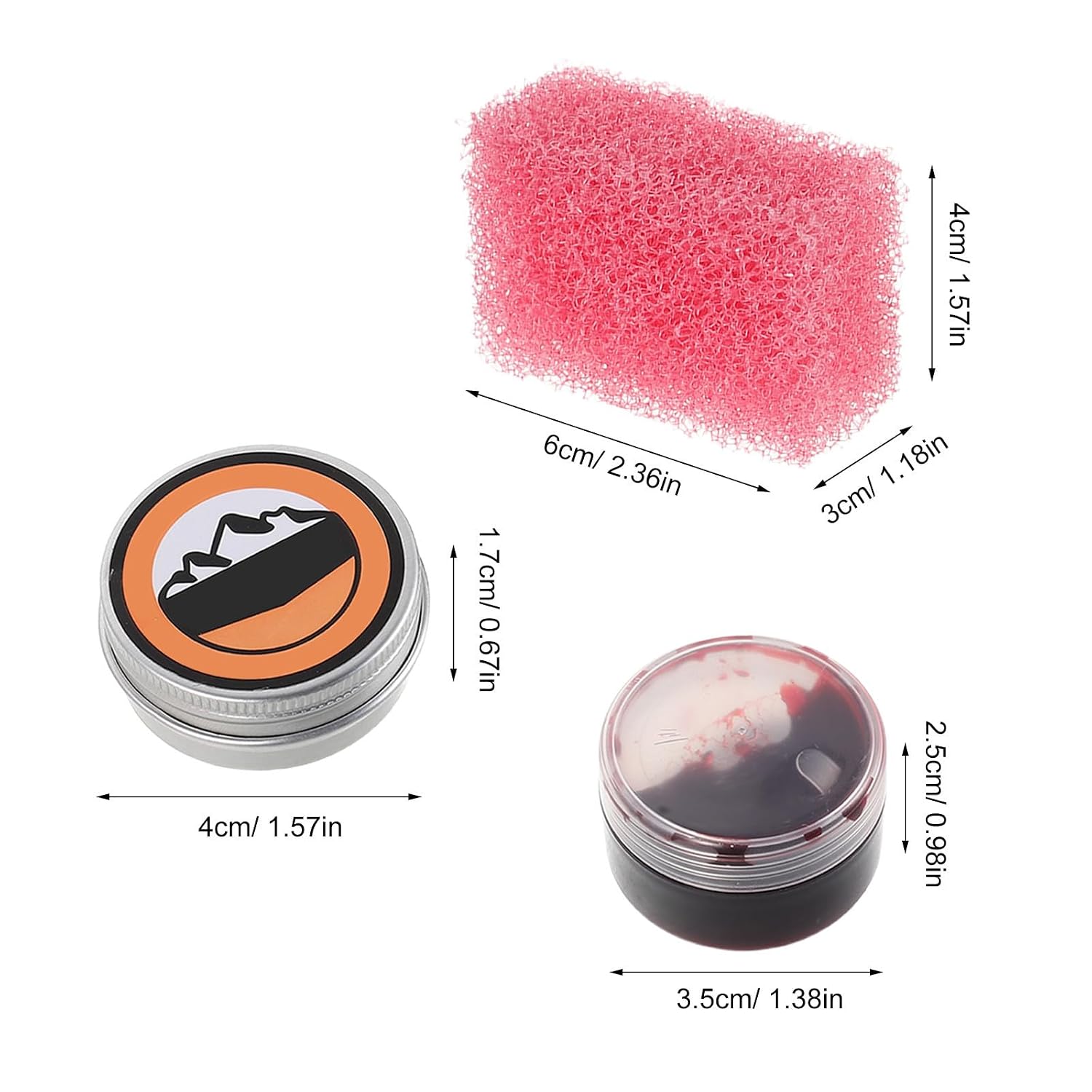 HEMOTON Realistic Fake Blood Makeup Kit Safe and Comfortable Liquid Blood Set with Sponge and Scar Wax Easy to Clean for Prank Drama Props and Cosplay Halloween Costume Body Paint