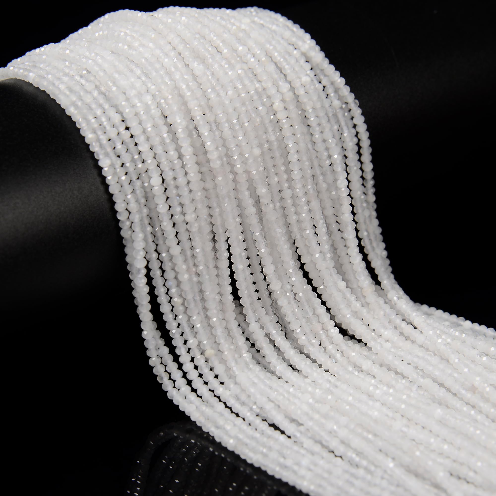 1.5x2mm Natural Rainbow Moonstone Gemstone, Faceted Rondelle Abacus Loose Beads for Jewelry Making Craft DIY, 15.5'' Strand Real Stone Spacer for Making Necklace Bracelet Key Chain