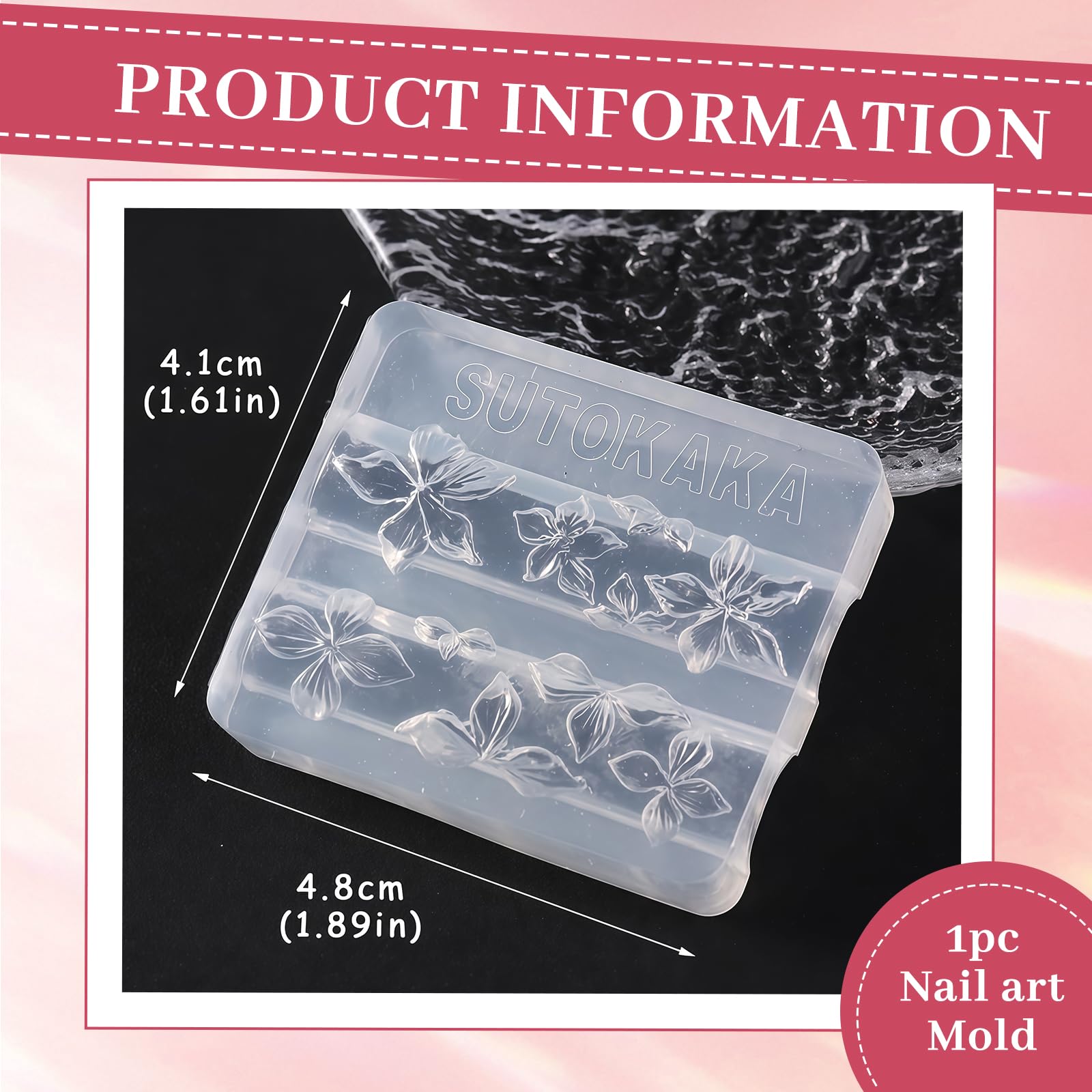 Nails Mold, Stampo per Unghie per Nail Art con Forma in Silicone a Fiori, 3D Gel Nail Art Stampo per Accessori DIY Manicure