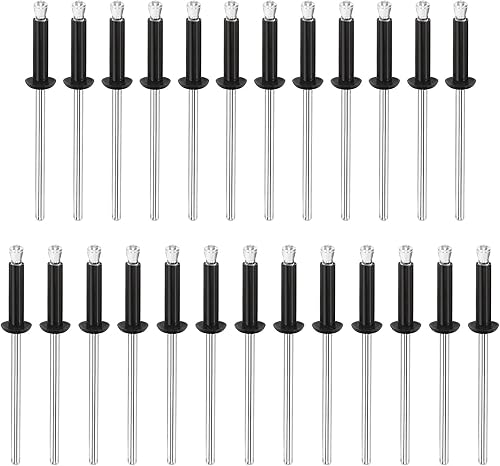 uxcell Remaches ciegos de nailon, 18 pulgadas x 12 pulgadas (0.126 in x 0.500 in) remaches para tablero de PC, parachoques y panel retenedor, negro,