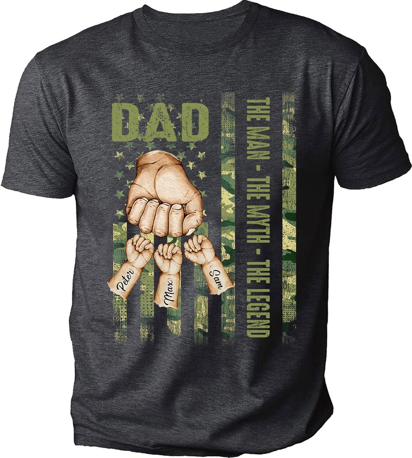 Miniatura 5 de Camisa de camuflaje con la bandera estadounidense Best Dad Ever, camisa personalizada para papá, camisas personalizadas para hombre con bandera