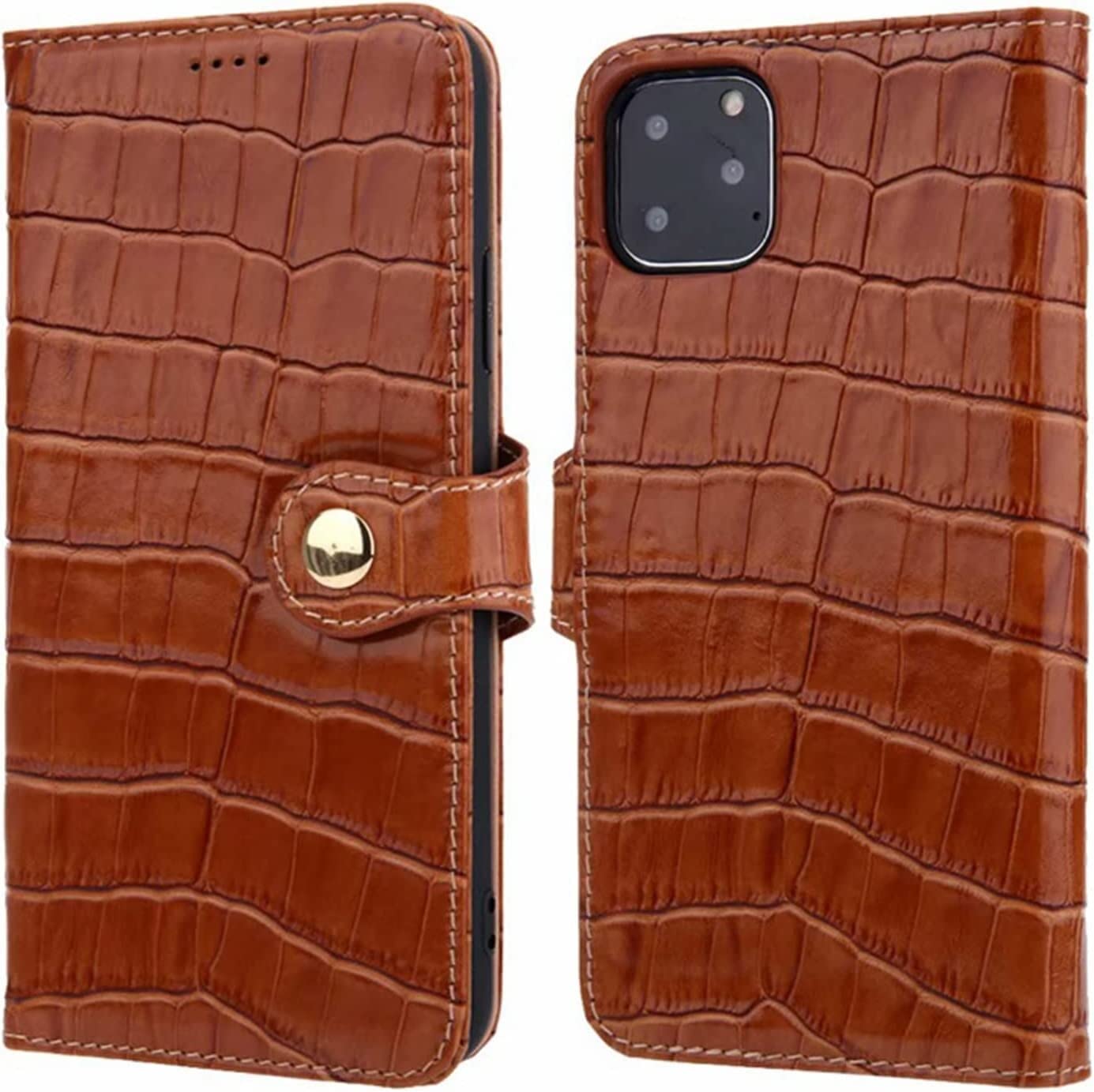 Coque antichoc iPhone 13 Pro Max protégeant l'écran avec rabat marron - 7