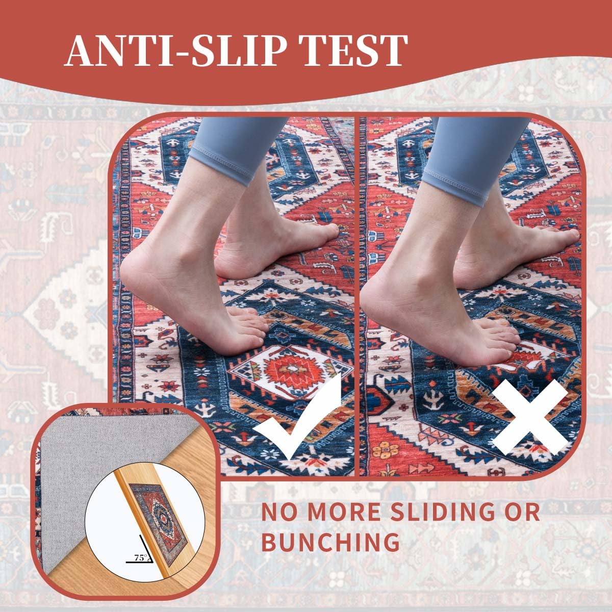 SERISSA Boho Area Rug, 5x7 Washable NonSlip Living Room Rugs Large