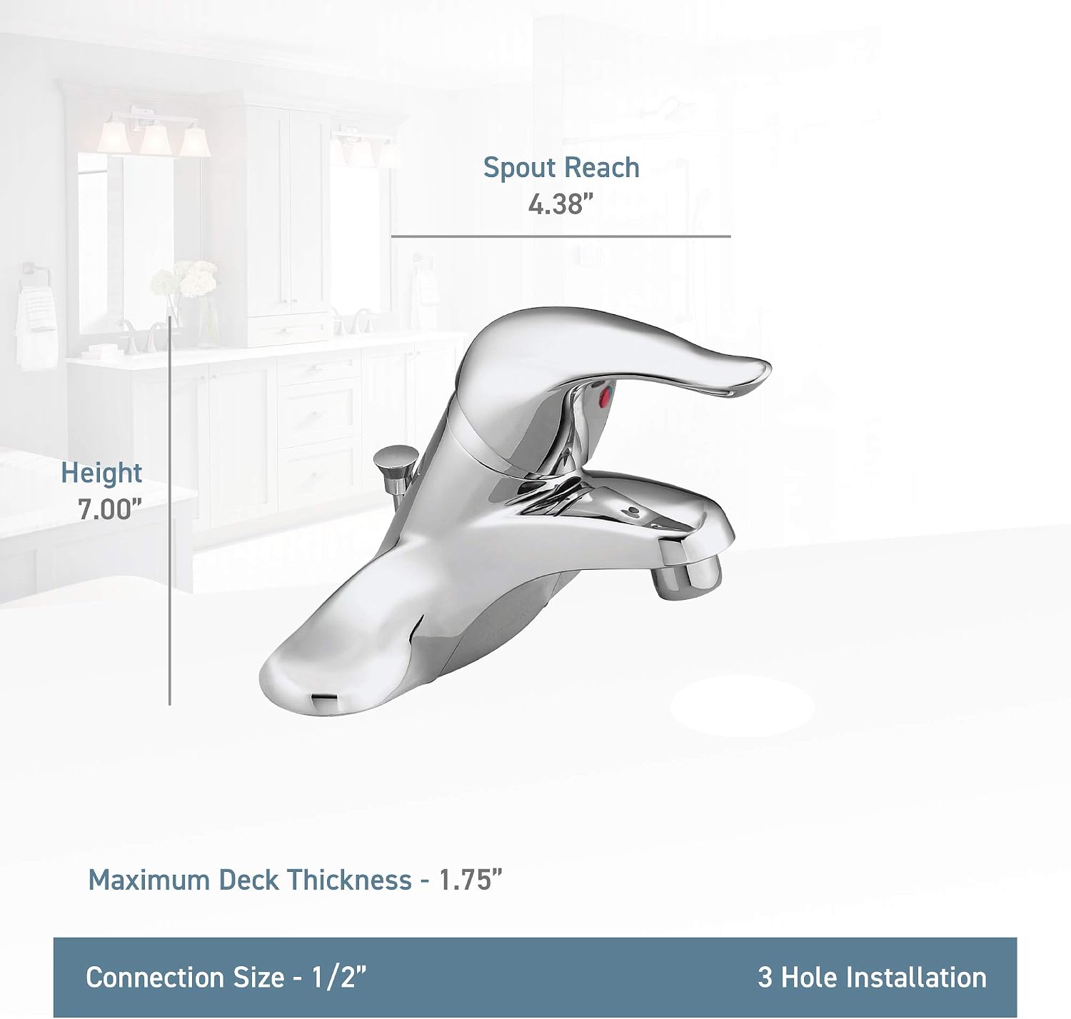 Free Shipping Offer Moen L4621 Chateau One-Handle Low-Arc Bathroom Faucet with Drain Assembly, Chrome
