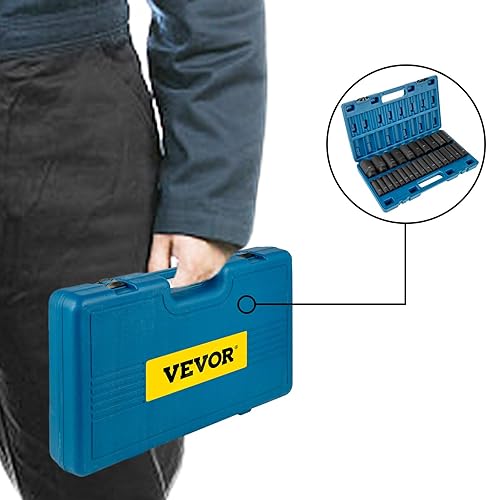 Miniatura 6 de VEVOR Juego de llaves de impacto, 12 pulgada de 26 piezas, zócalos profundos, 6 puntos, juego de llaves de vaso de 12 pulgada métricas de impacto