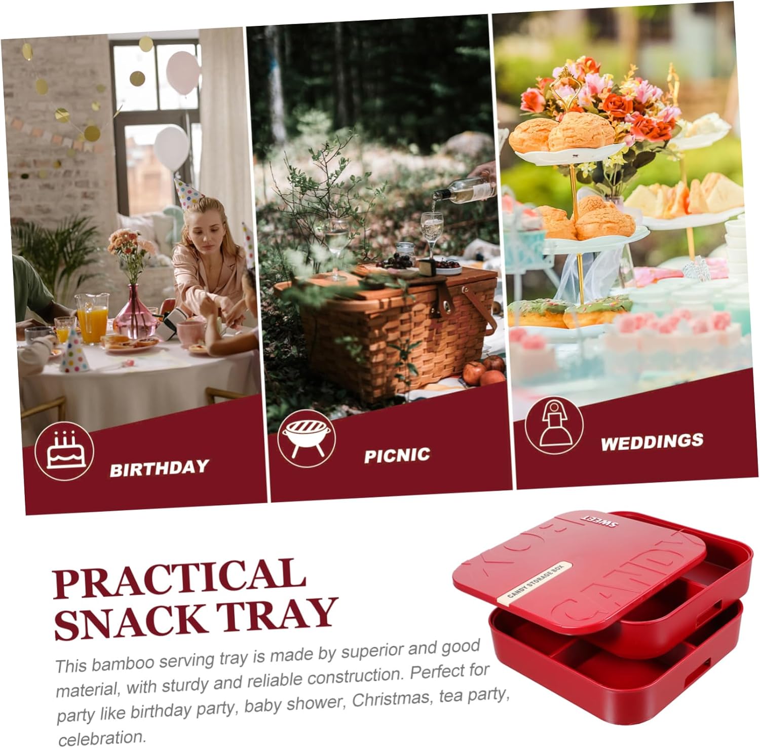 Multi Dried Fruit Box Dual-layer Snack Serving Container for Home Compact Design for Easy Carrying and Storage for Parties and Entertaining