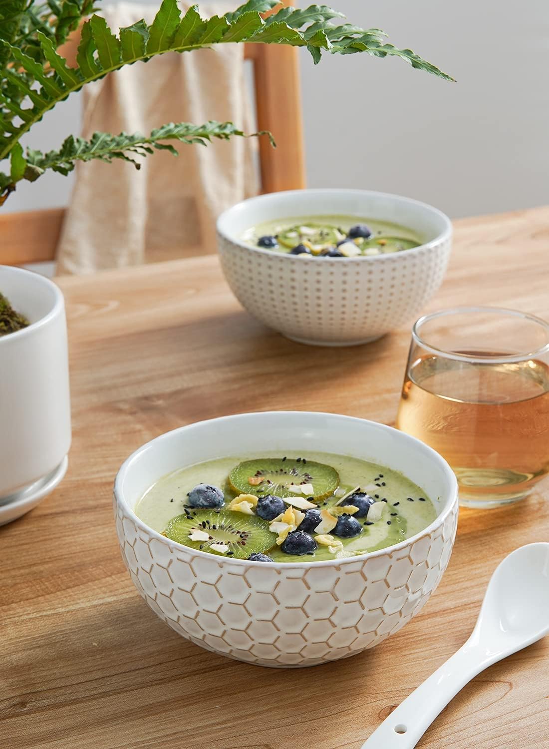 LE TAUCI Cereal bowls 26 oz, Ceramic Soup Bowl for Kitchen, Embossment Stoneware Bowl for Pho, Chip, Fruits, Salad, Noodle, Ramen, Suit For Housewarming - 6 Inch, Set of 4, Arctic white - Image 7