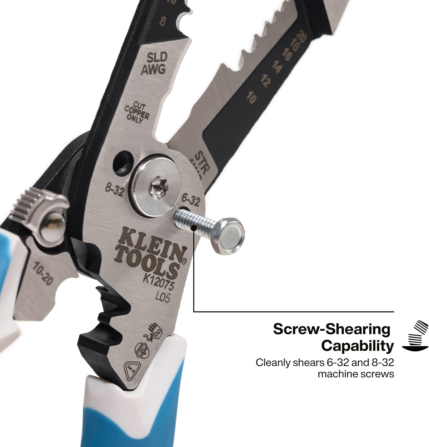 Klein Tools K12075 Heavy-Duty Wire Stripper, Slim-Forged Design, Self-Opening Wire Stripping Tool, Electrical Pliers with Shear Cutter, Cable Stripper Tool