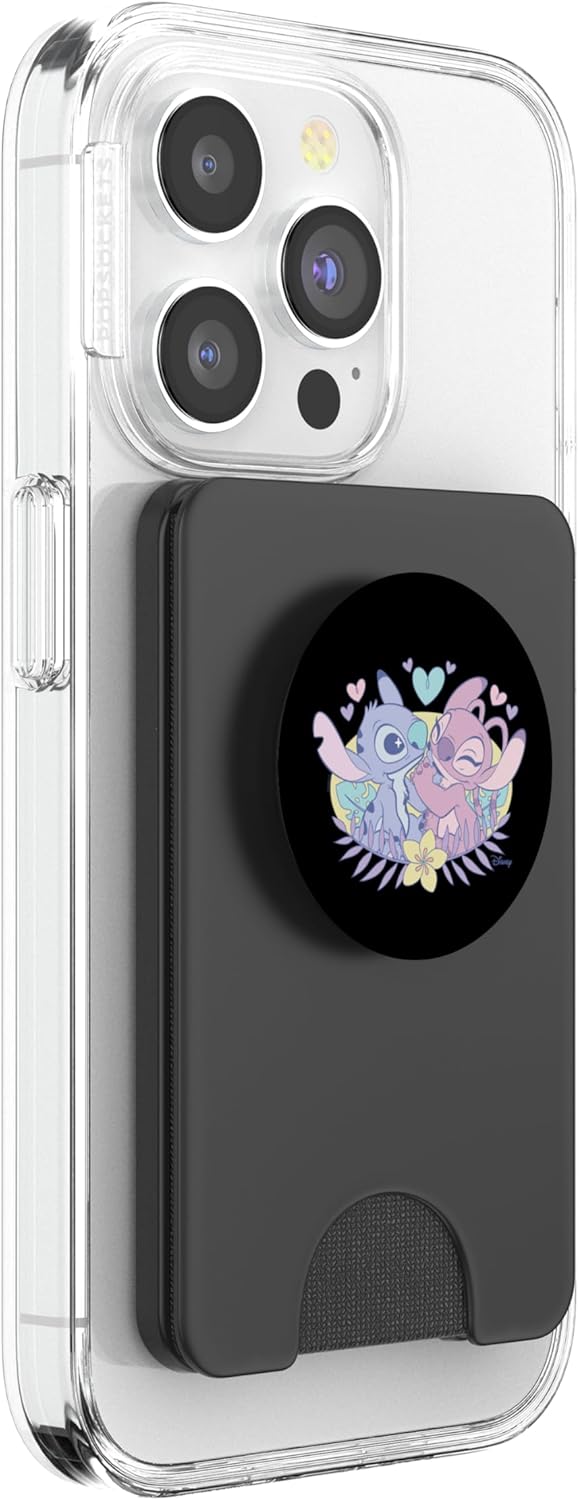 Lilo and Stitch - Stitch and Angel Flower Love PopSockets PopWallet for MagSafe