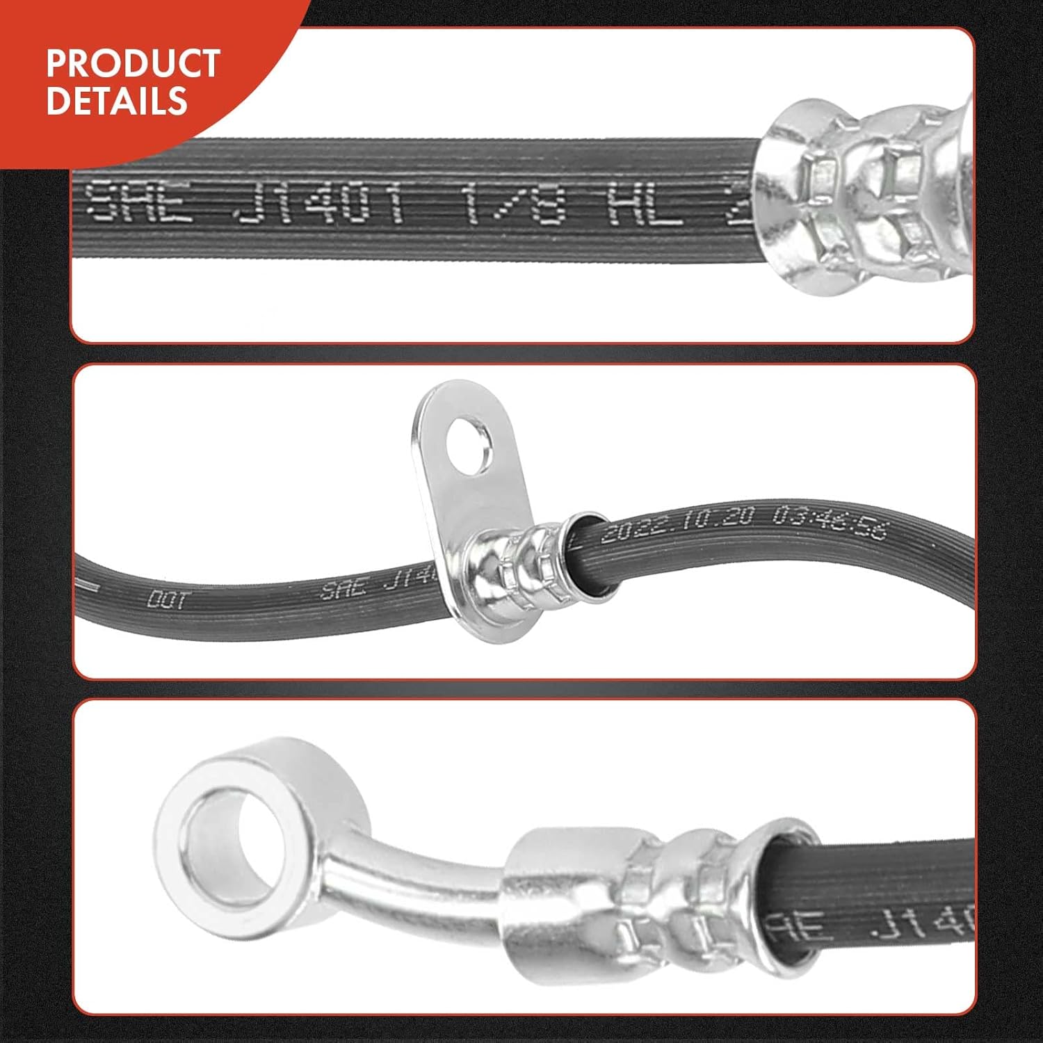 A-Premium Front Driver Brake Hydraulic Hose Compatible with Select Honda Models - Civic 2017 2018 2019 2020 2021 - Replace# 01465TGGA00