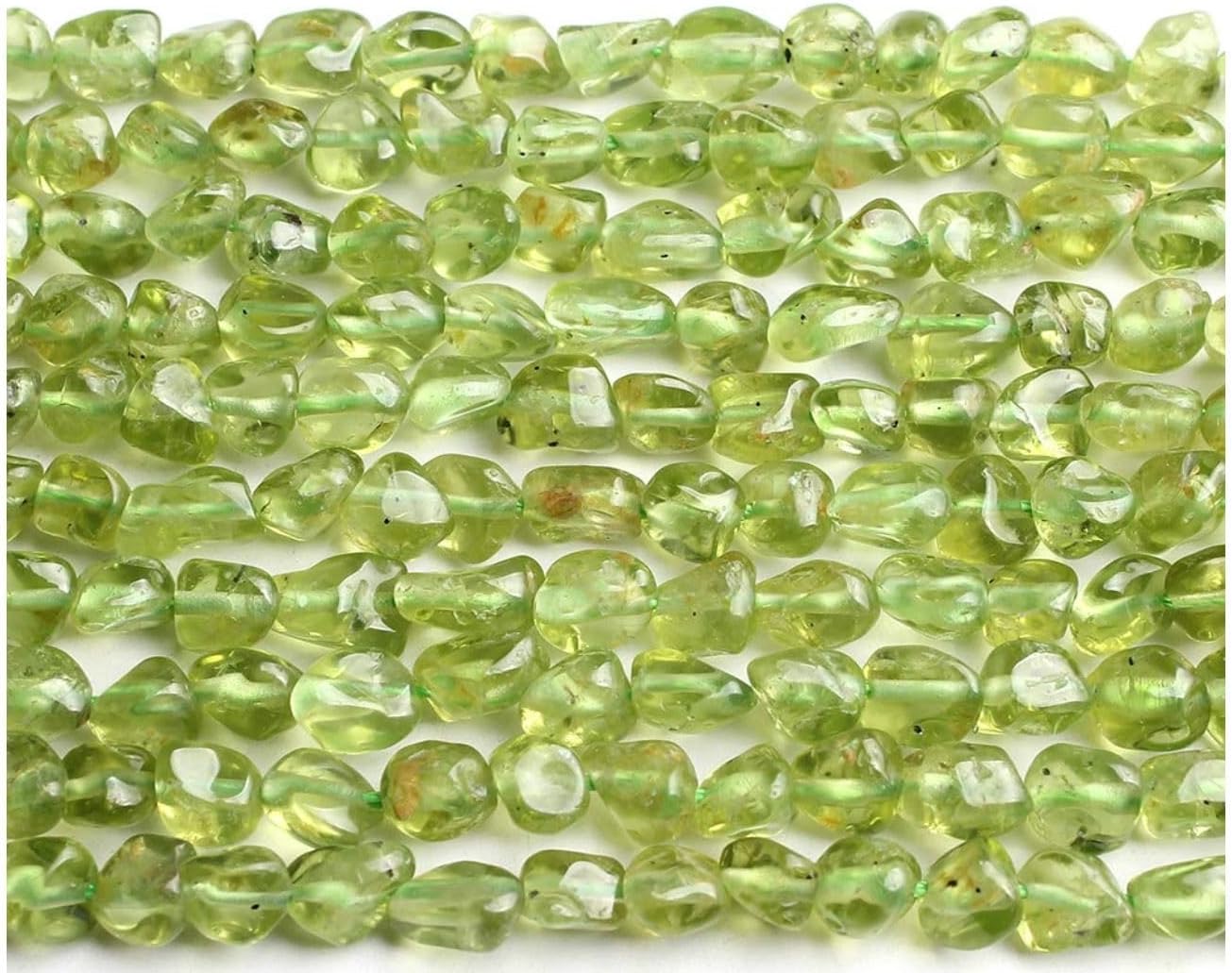 Adabele 15 Inch Natural Green Peridot Gemstone Loose Beads 4mm to 7mm Free Form Oval Tumbled Pebble Gem Stone Spacer for Jewelry Making GZ11-50 - Image 4
