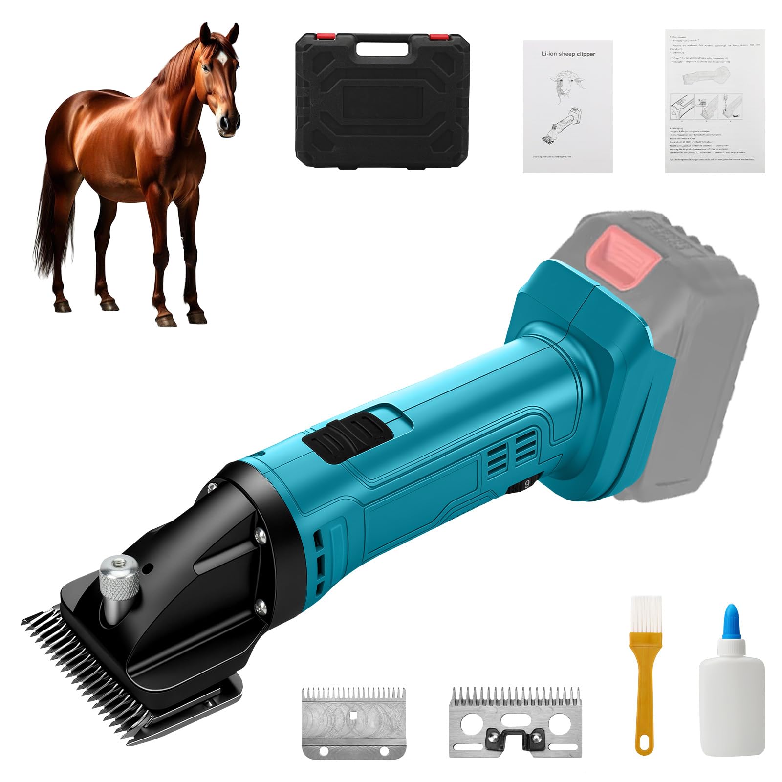 Liscop Lite paardenscheermachine met 2 messensets bij