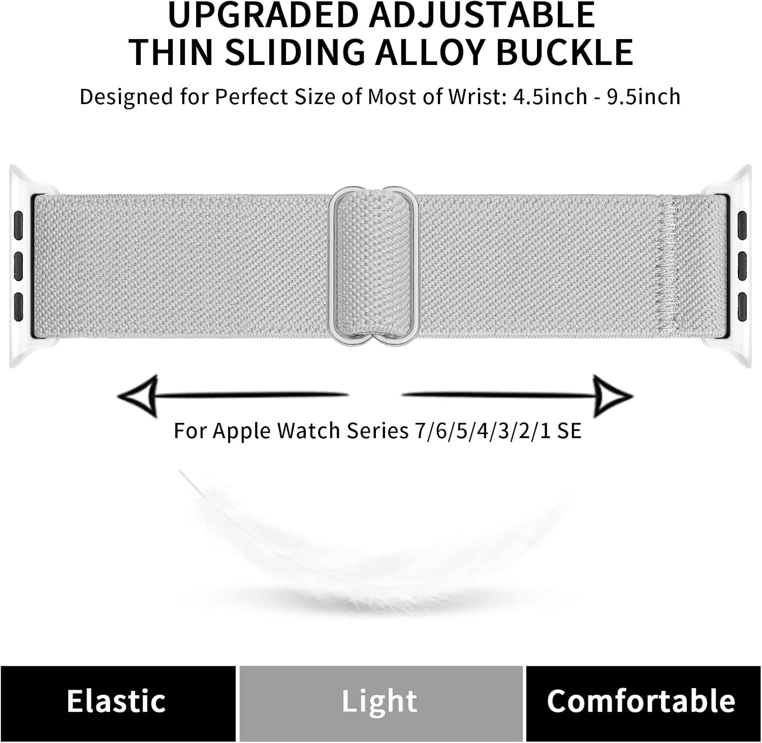 Stretchy Nylon Solo Loop Bands Compatible with Apple Watch 45mm 44mm 42mm 41mm 40mm 38mm Adjustable Braided Sport Elastics Men Women Strap for iWatch Series 7 6 5 4 3 2 1 SE